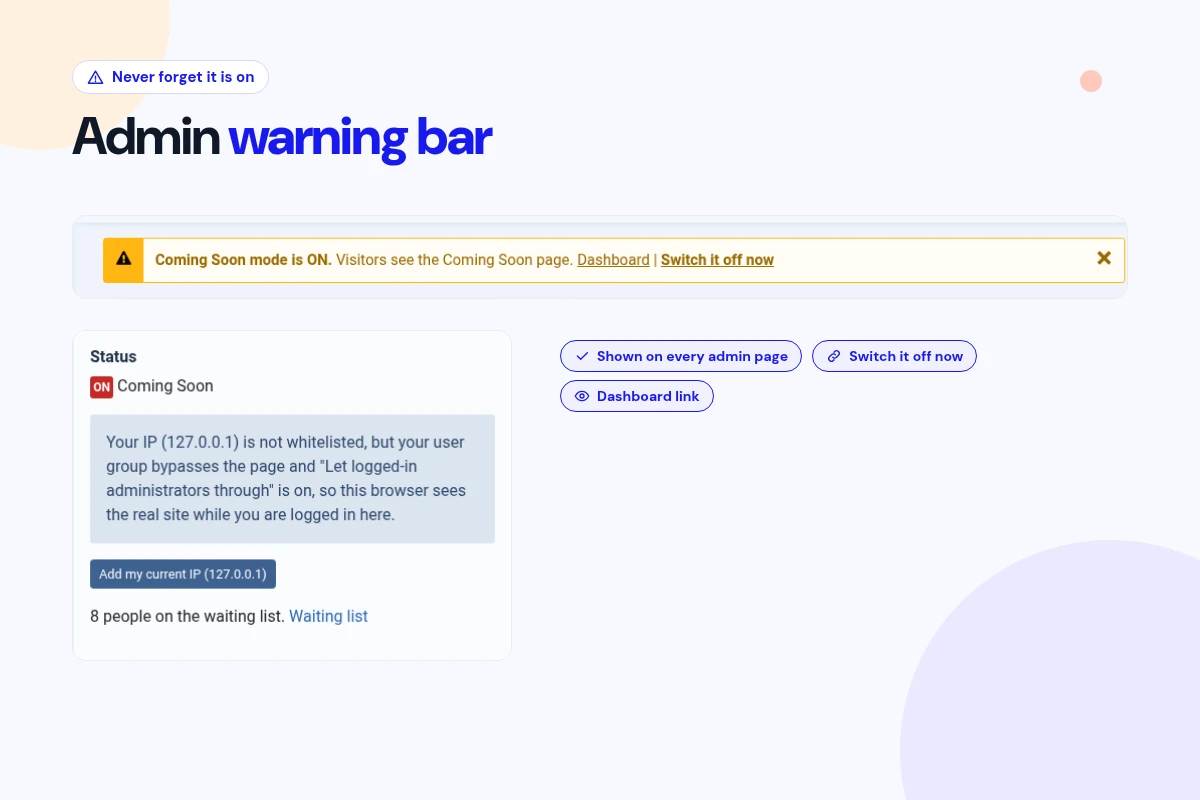 Admin Warning Bar
