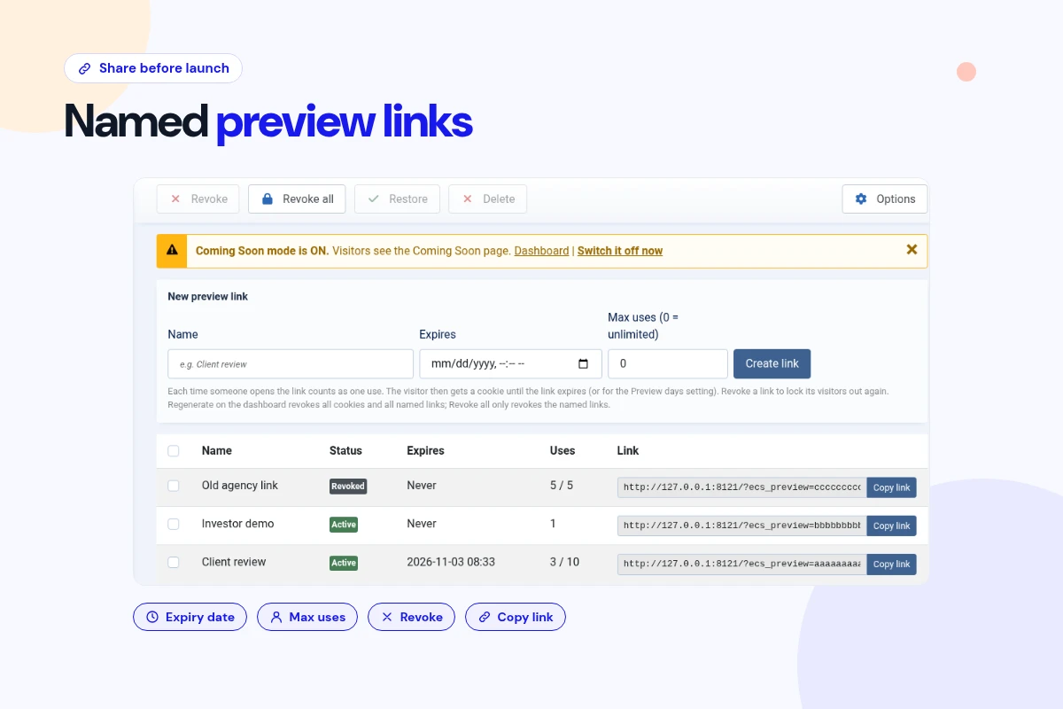 Named Preview Links for Clients