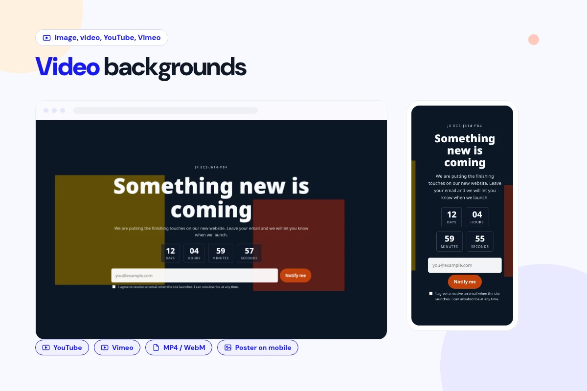 Video, Image or Color Backgrounds