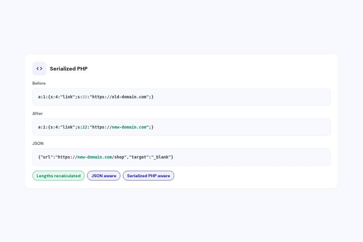 JSON and serialized data stay valid