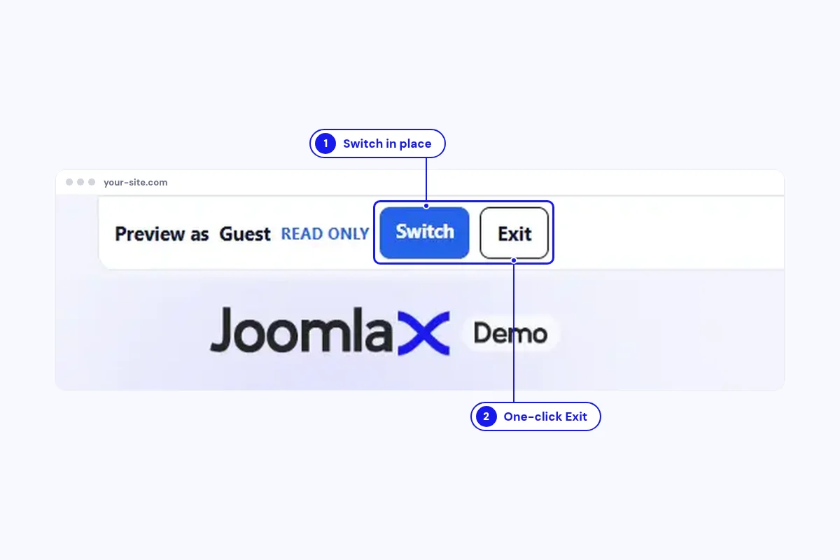 Switch groups or exit from the page