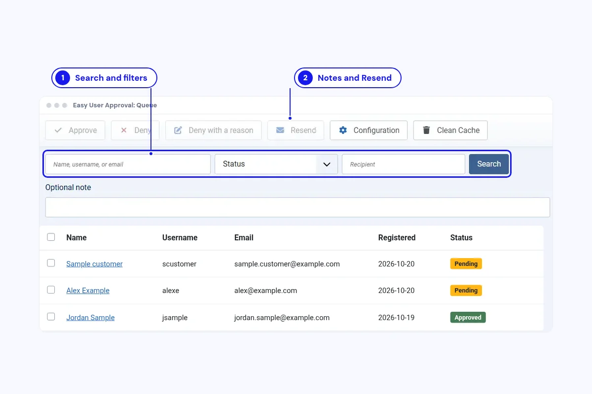Decide from the queue or the Users list
