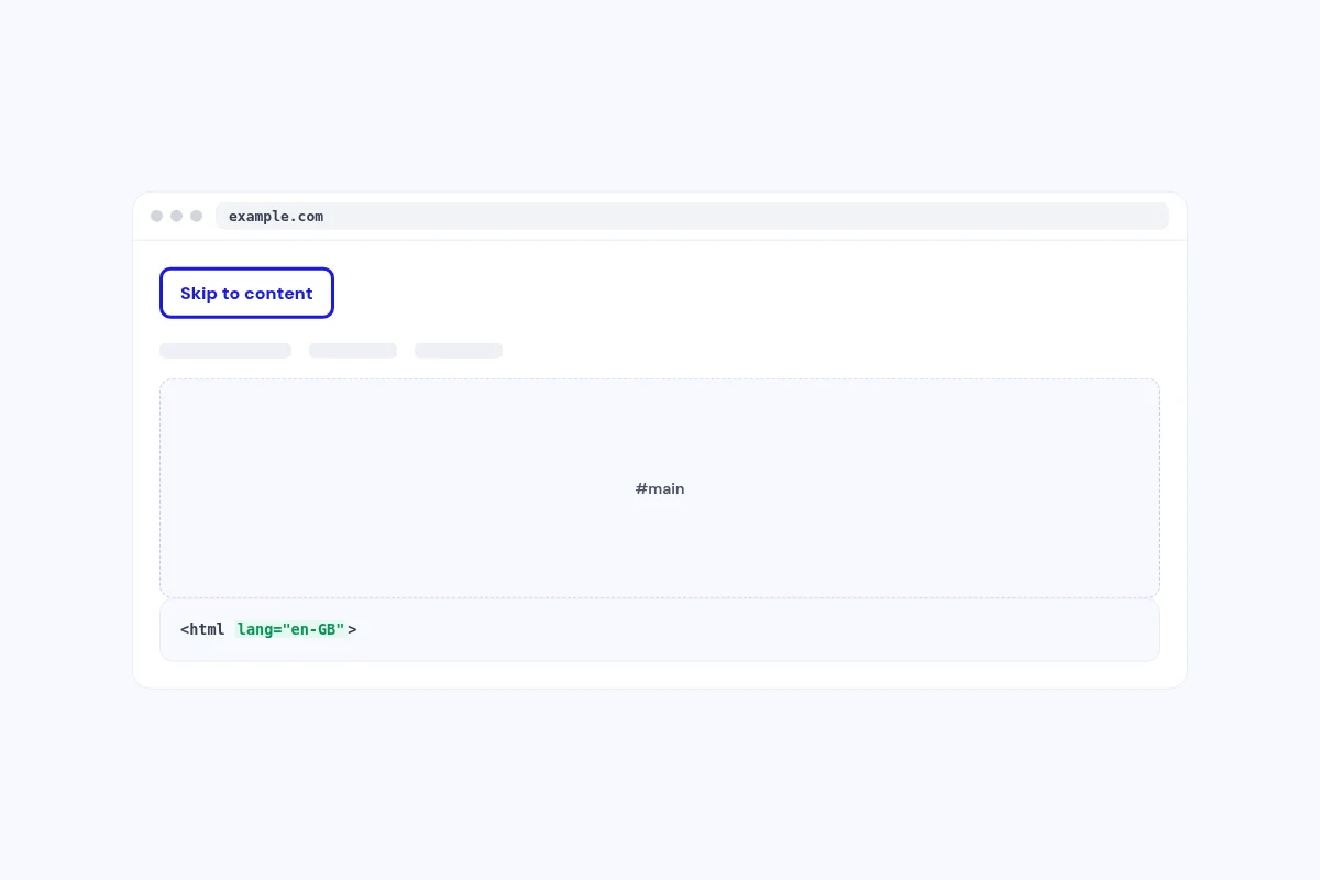 Skip link and page language