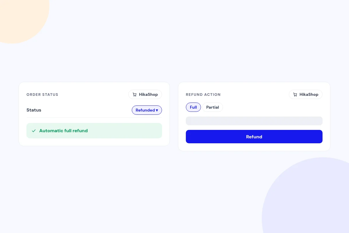 Refund from HikaShop's own order tools